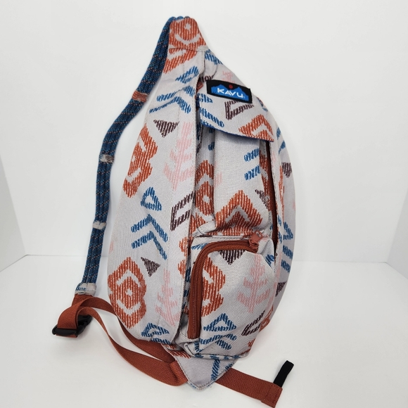 KAVU Mini Patterned Slingback Bag Backpack Multicolor Geometric Print - Picture 1 of 10